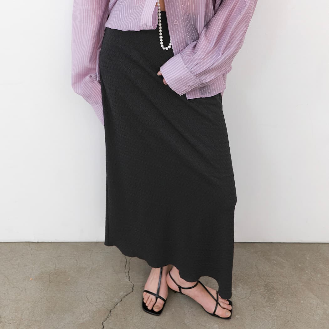 (SK-5080)HERRINGBONE TEXTURE SEMI A SKIRT