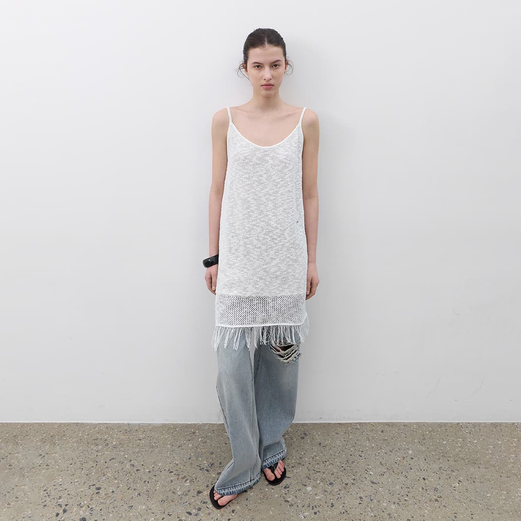 (OP-6330)FRINGE DETAIL KNIT DRESS