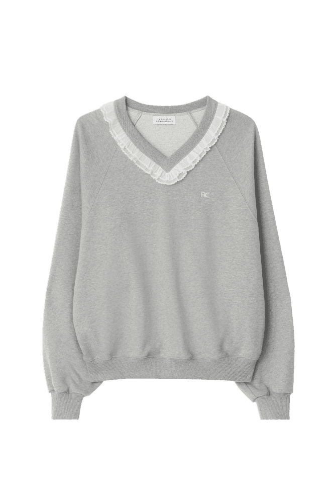 Frill Neck Sweatshirt (Gray) 배윤경 착용