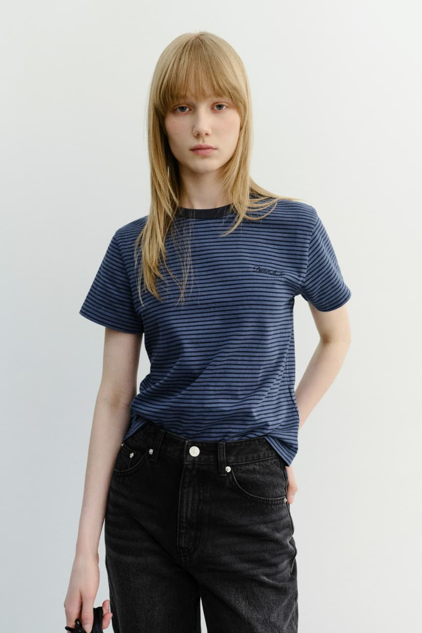ESSENTIAL STRIPE LOGO T-SHIRT BLUE NAVY STRIPE_UDTS6B232B2