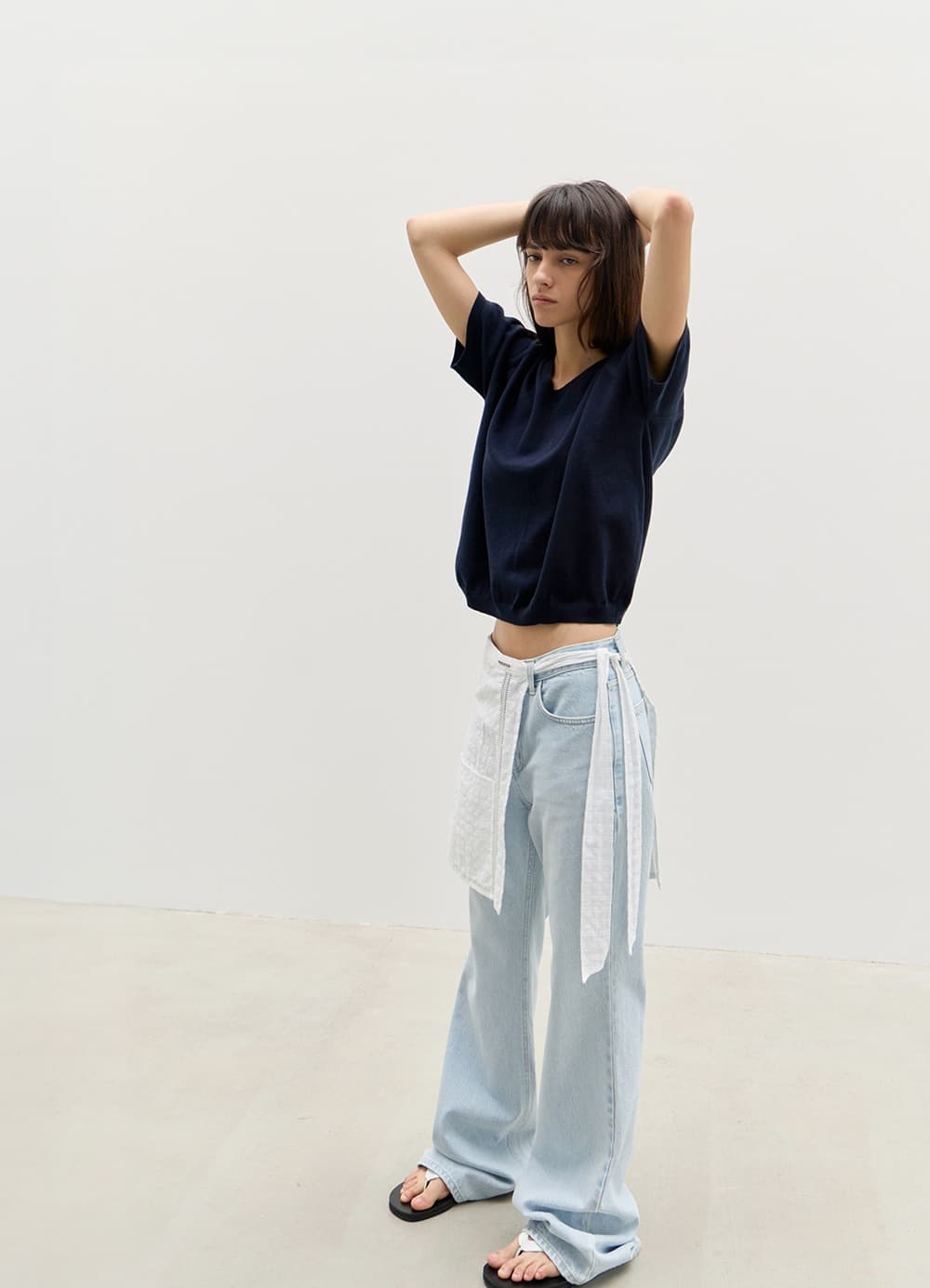Fresh Cotton V-Neck Knit - Classic Navy