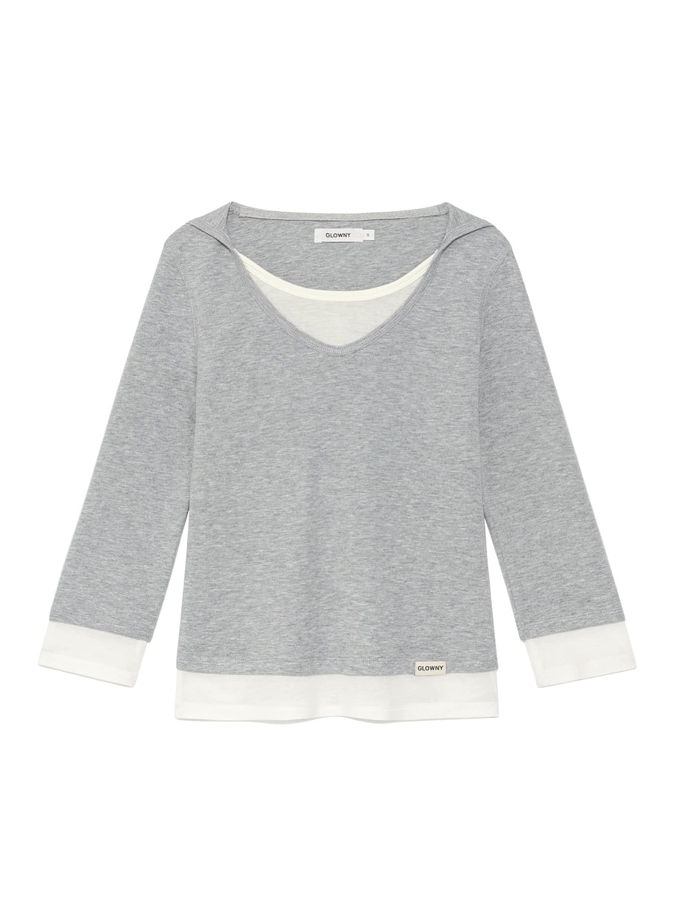 3/4 LAYERED CONTRAST HOODIE (DEEP MELANGE GRAY)