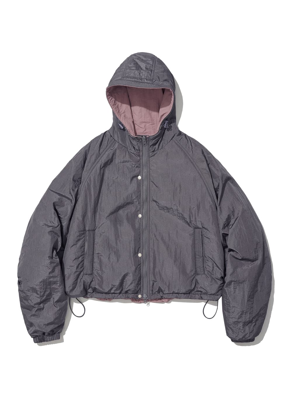 REVERSIBLE HOODED WINDBREAKER_CHARCOAL