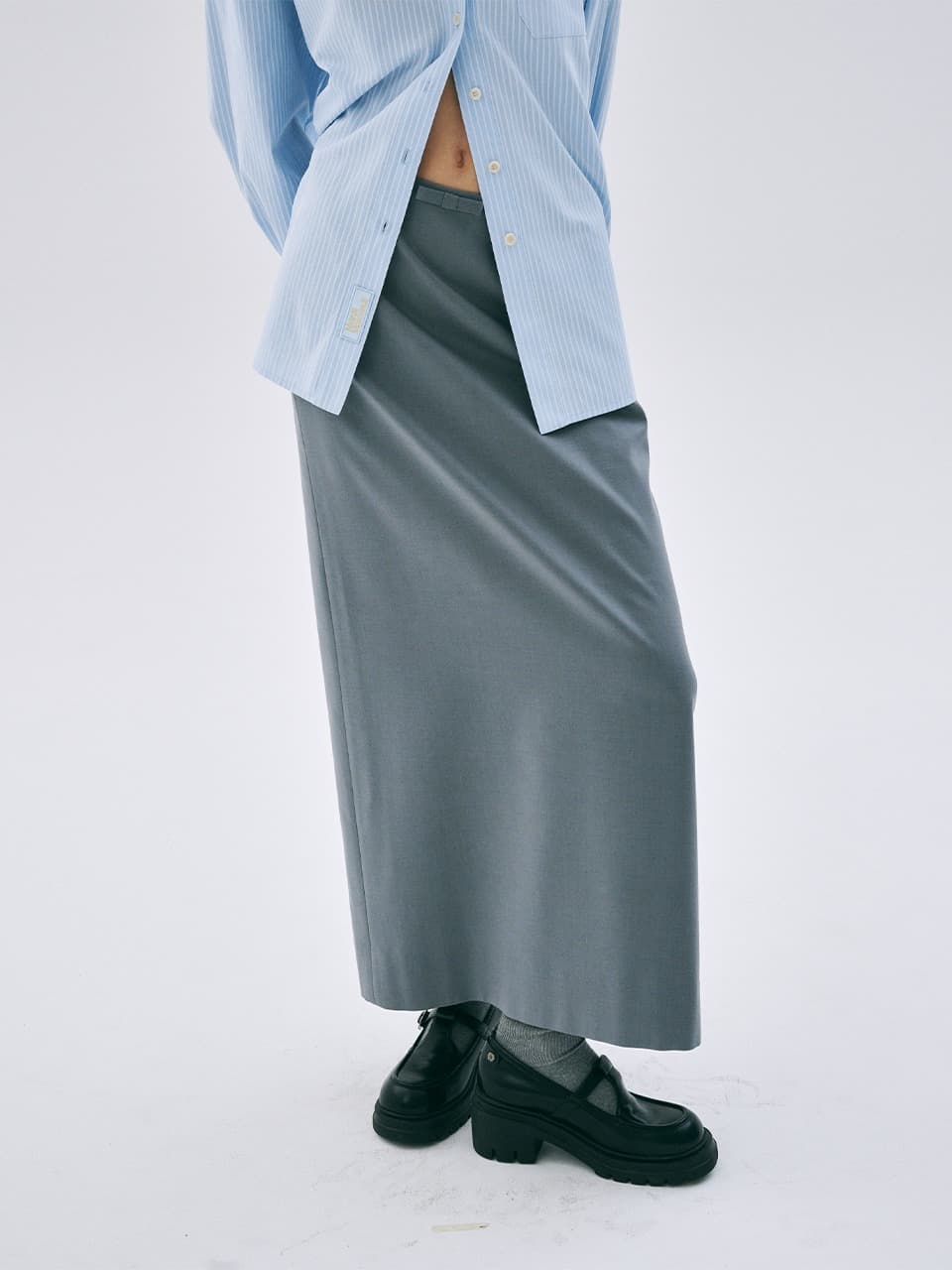 MAXI SKIRT SLIT_GREY