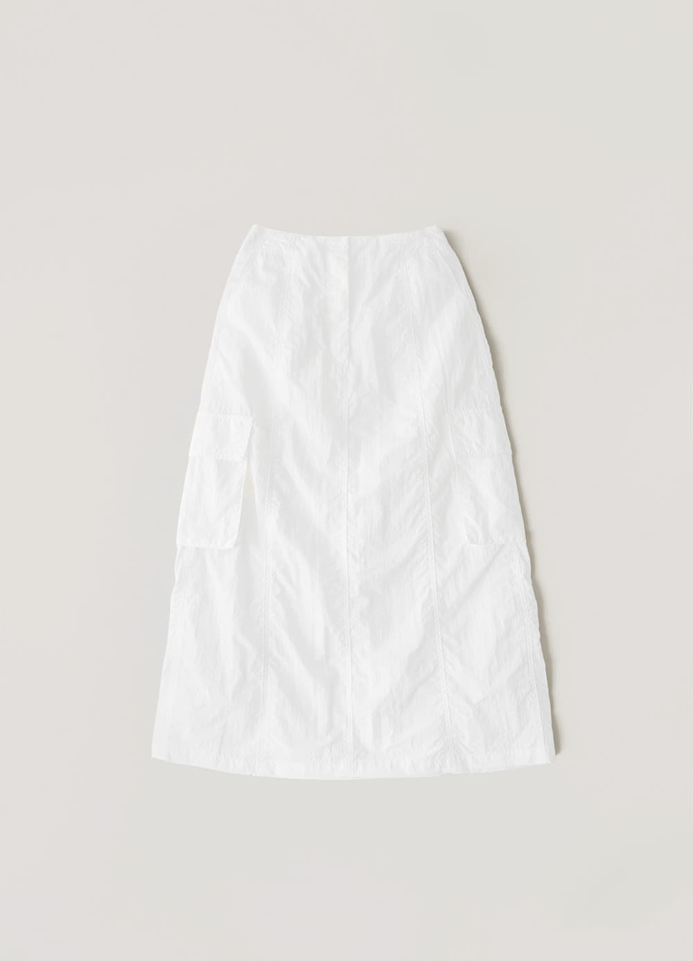 Wrinkle Washed Cargo Skirt - White