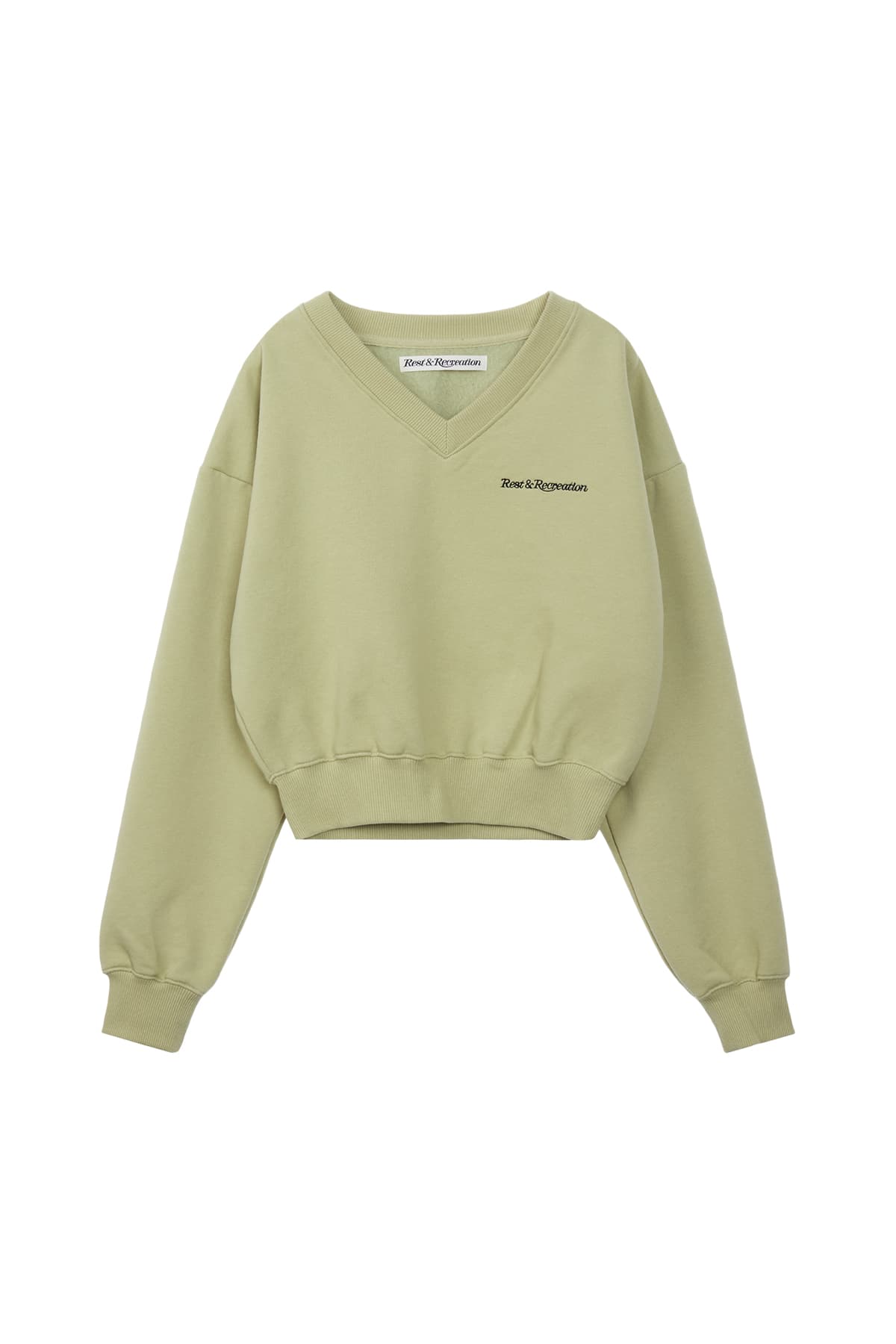 V-NECK CROPPED SWEATSHIRT - GREEN