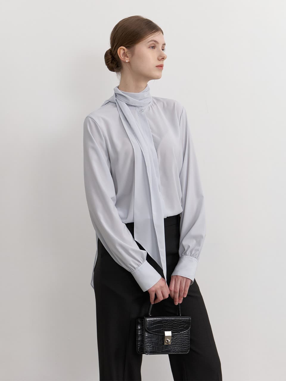 2way Tie Blouse / Blue (3color)