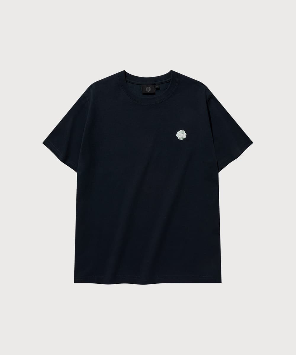 우먼 쿨 코튼 스몰 클로버하트 티셔츠 Navy