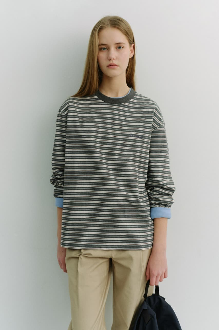 UNISEX STRIPED T-SHIRT GREY STRIPE_UDTS6A106G2