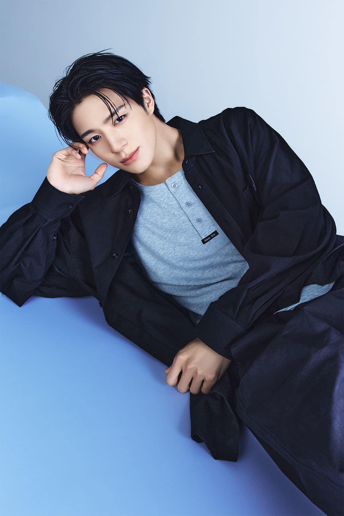 MIXED PANEL OVER FIT SHIRT IN BLACK