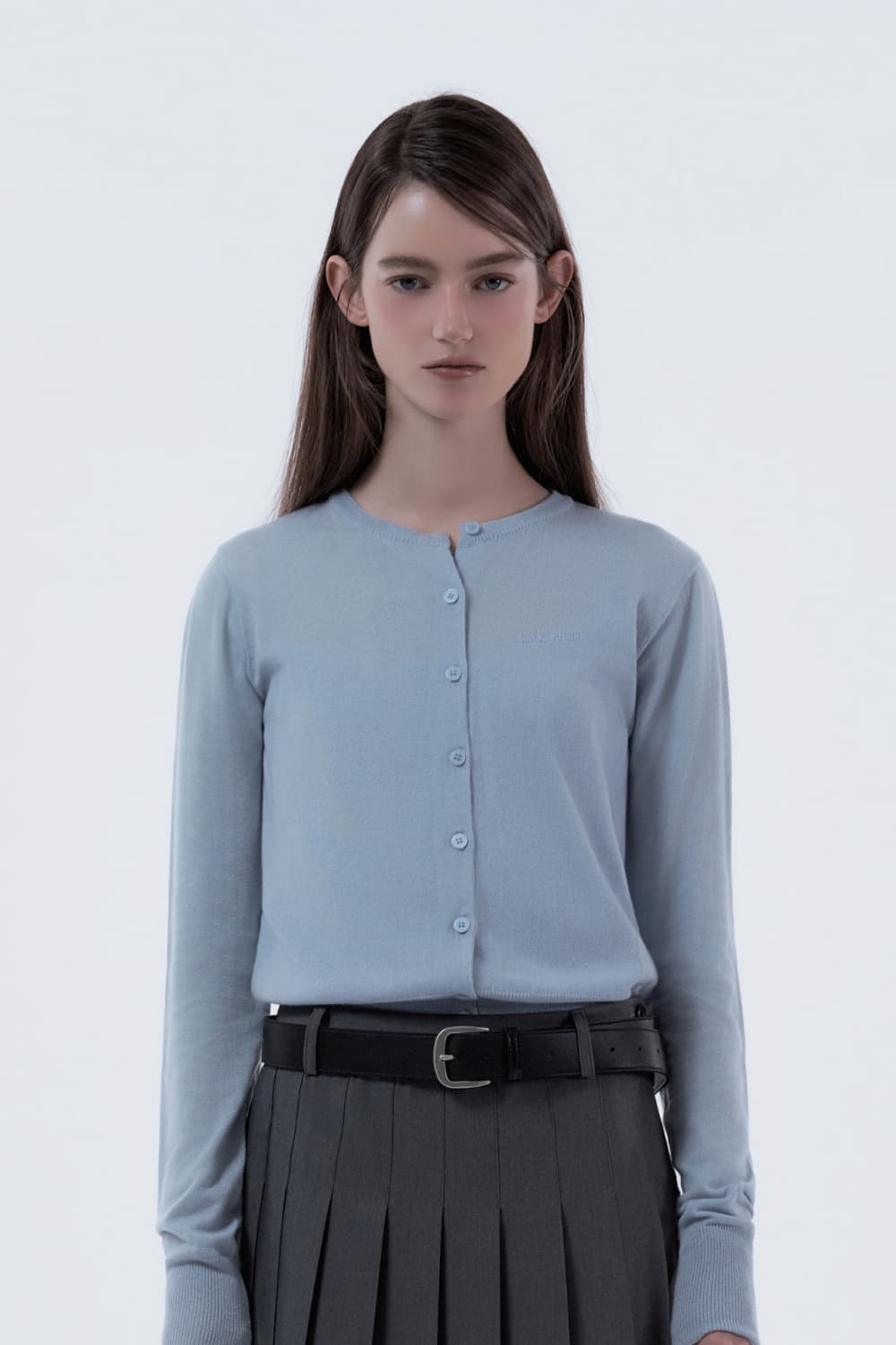 Cardigan & Lace Trim Sleeveless Knit Top Set - Sky Blue