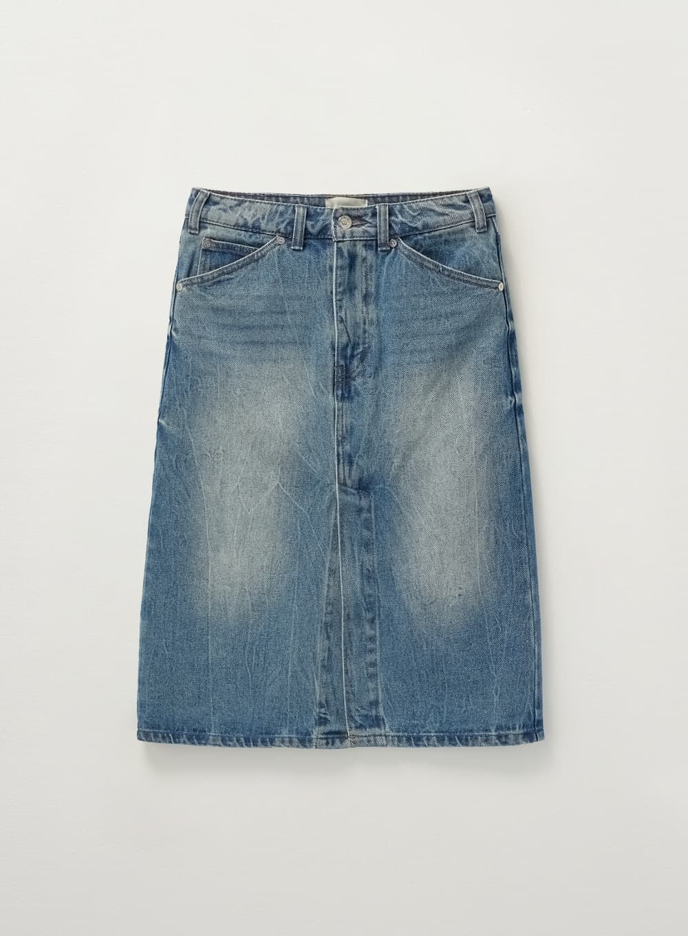 (W) Marradi Denim Midi Skirt - Crinkle Washed Blue