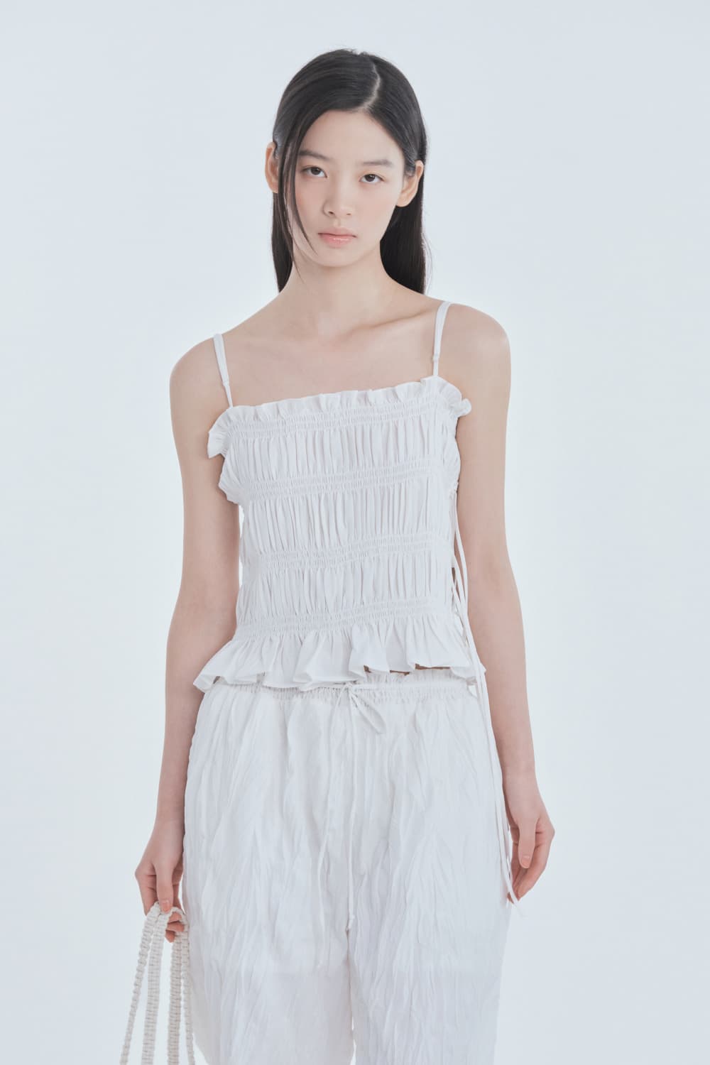 Marae Smocked Cami Top - White
