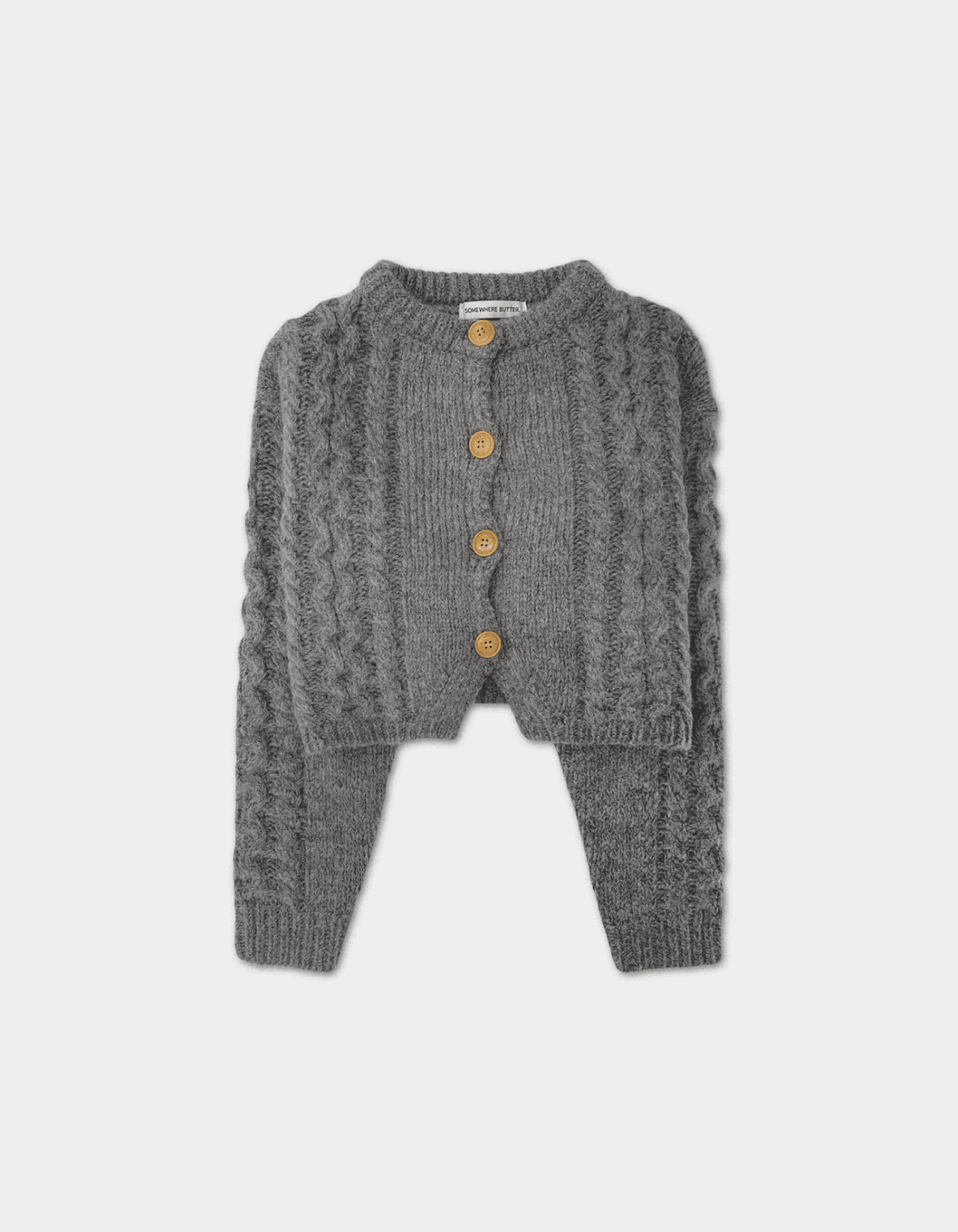 Woodbutton cable cardigan - charcoal