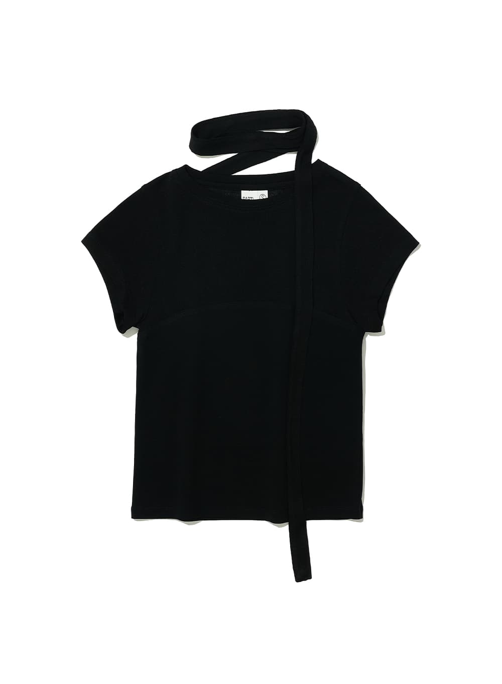 DETACHABLE TIE-UP SHORT SLEEVE TEE_BLACK