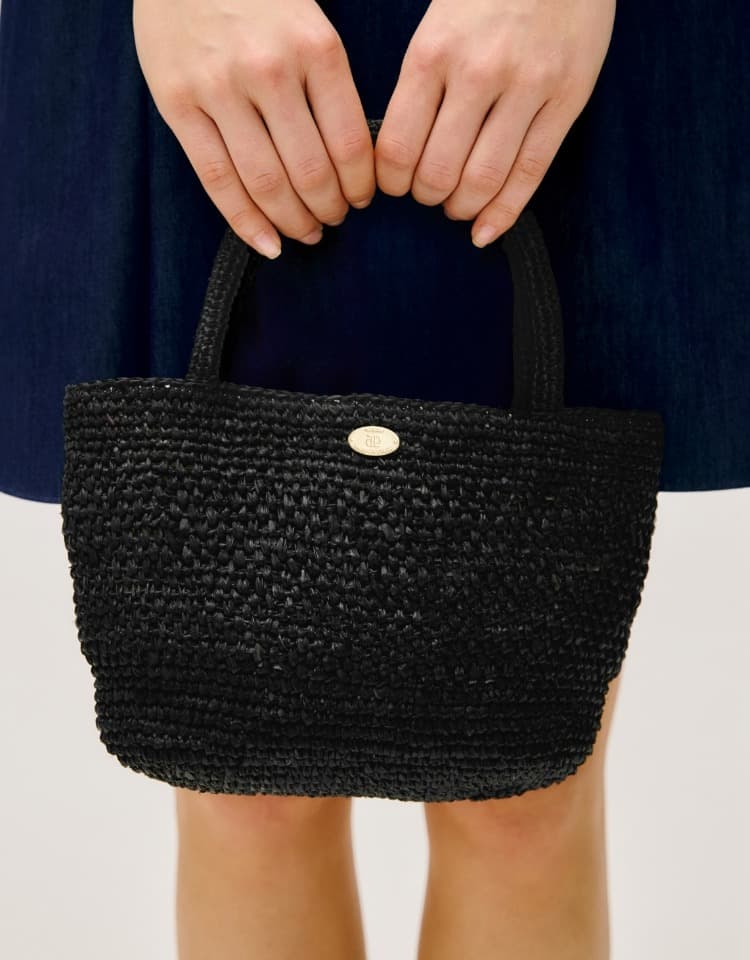 raffia bag (mini-tote) - black