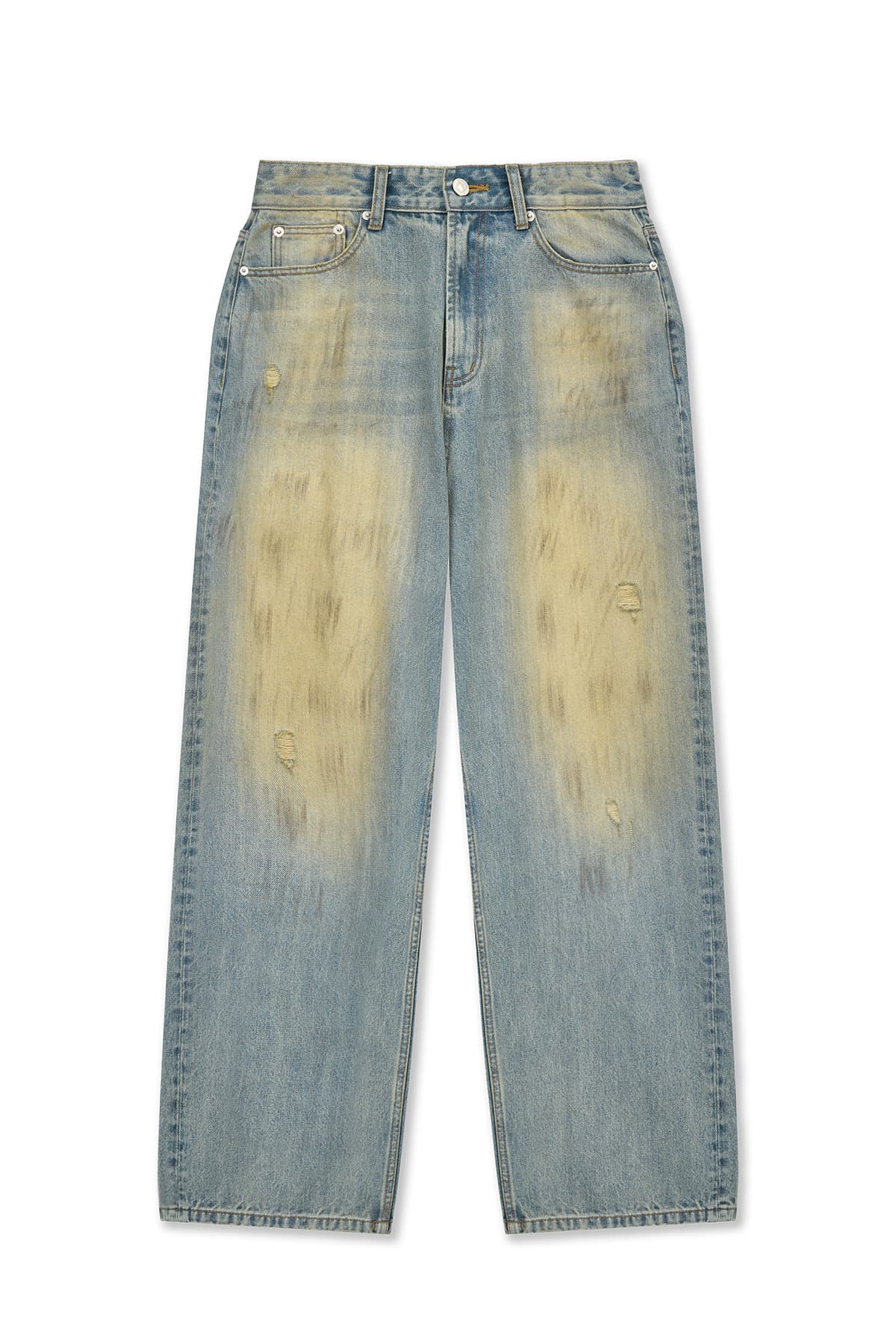 VINTAGE DIRTY WASHED DENIM PANTS IN LIGHT BLUE