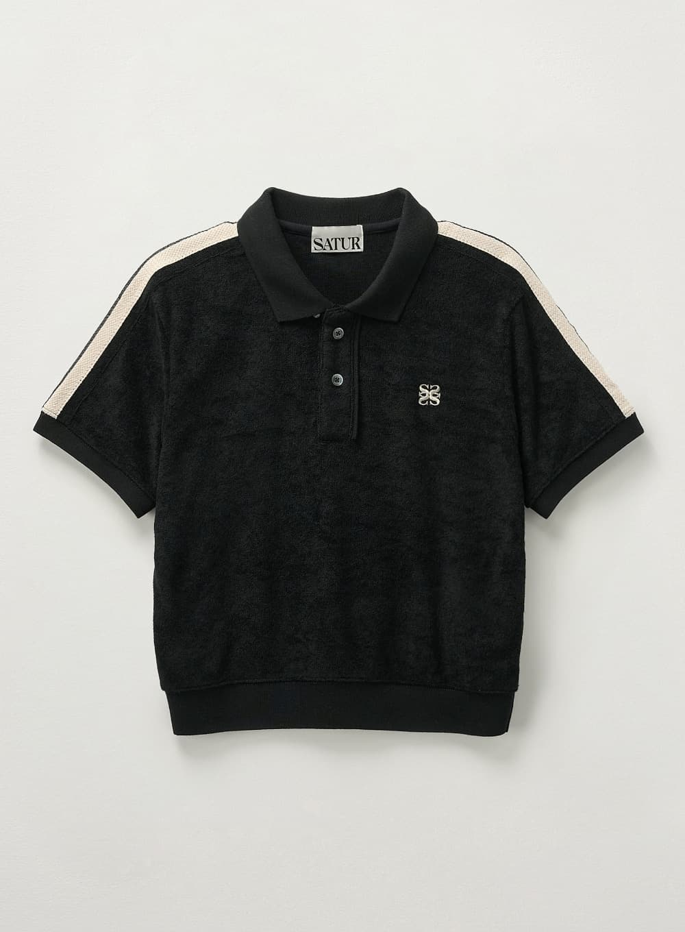 (W) Lawton Terry Pique Polo T-Shirt - Black