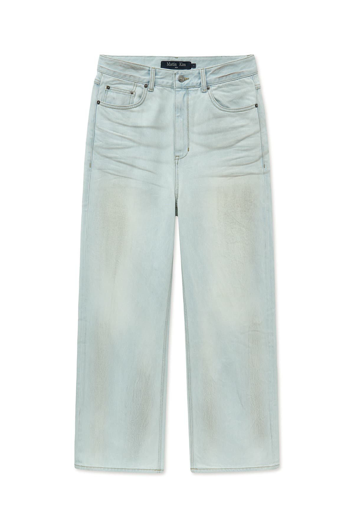 DIRTY WASHED DENIM PANTS FOR MEN IN LIGHT BLUE