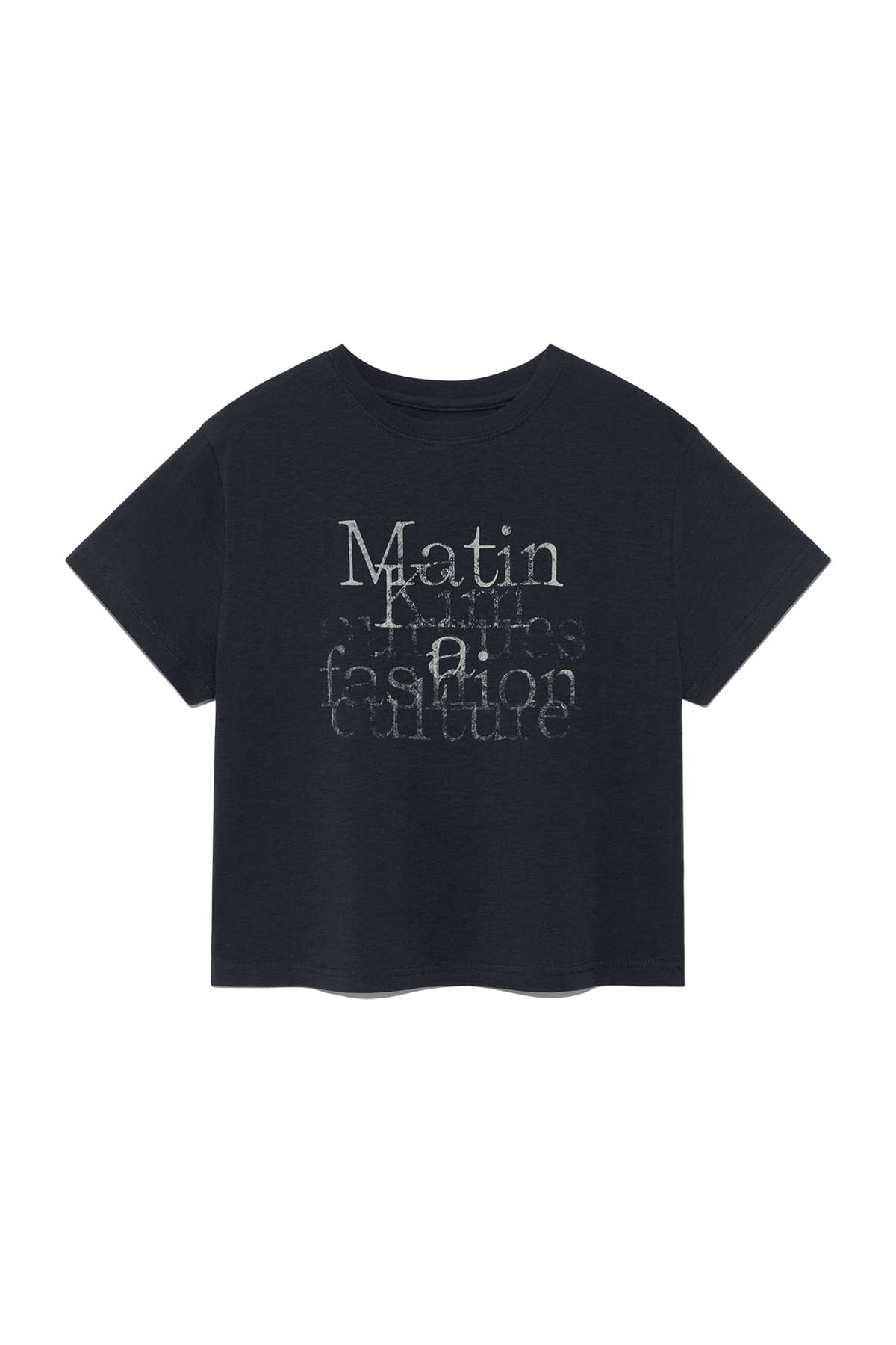 DUSTY TYPO GRAPHIC CROP TOP IN CHARCOAL