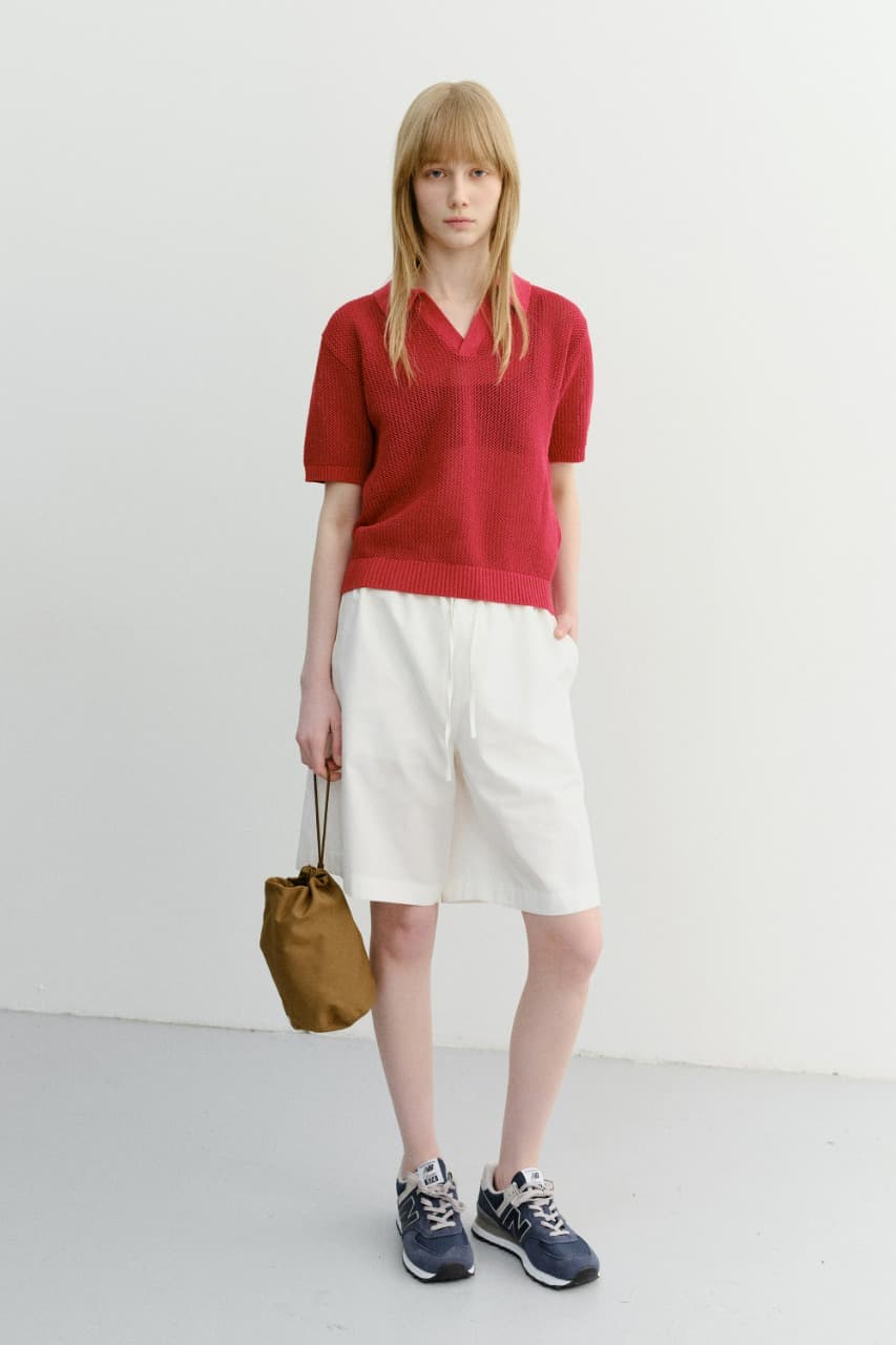 UNISEX CHUNKY POLO KNIT RED_UDSW6B126R2