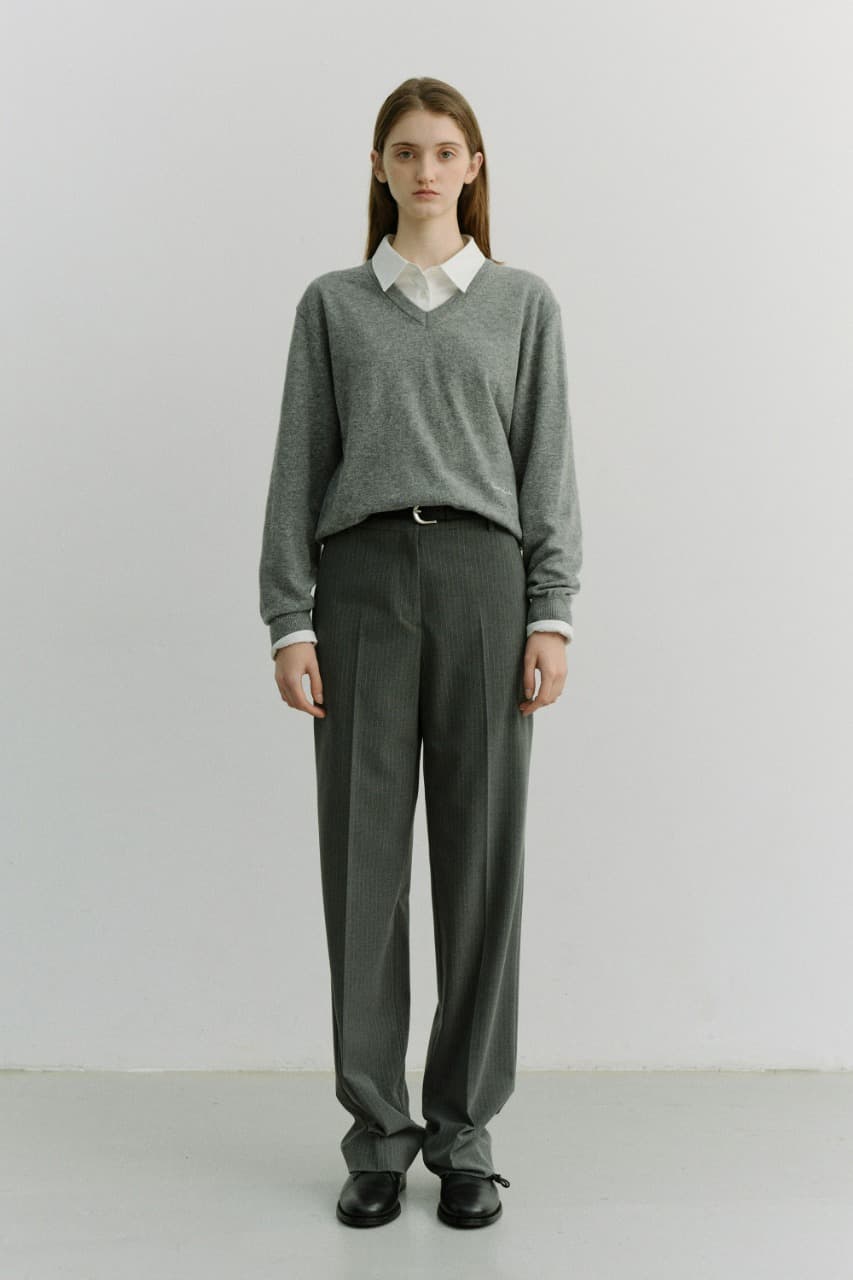 UNISEX SOFT V-NECK SWEATER MELANGE GREY_UDSW6A108G2