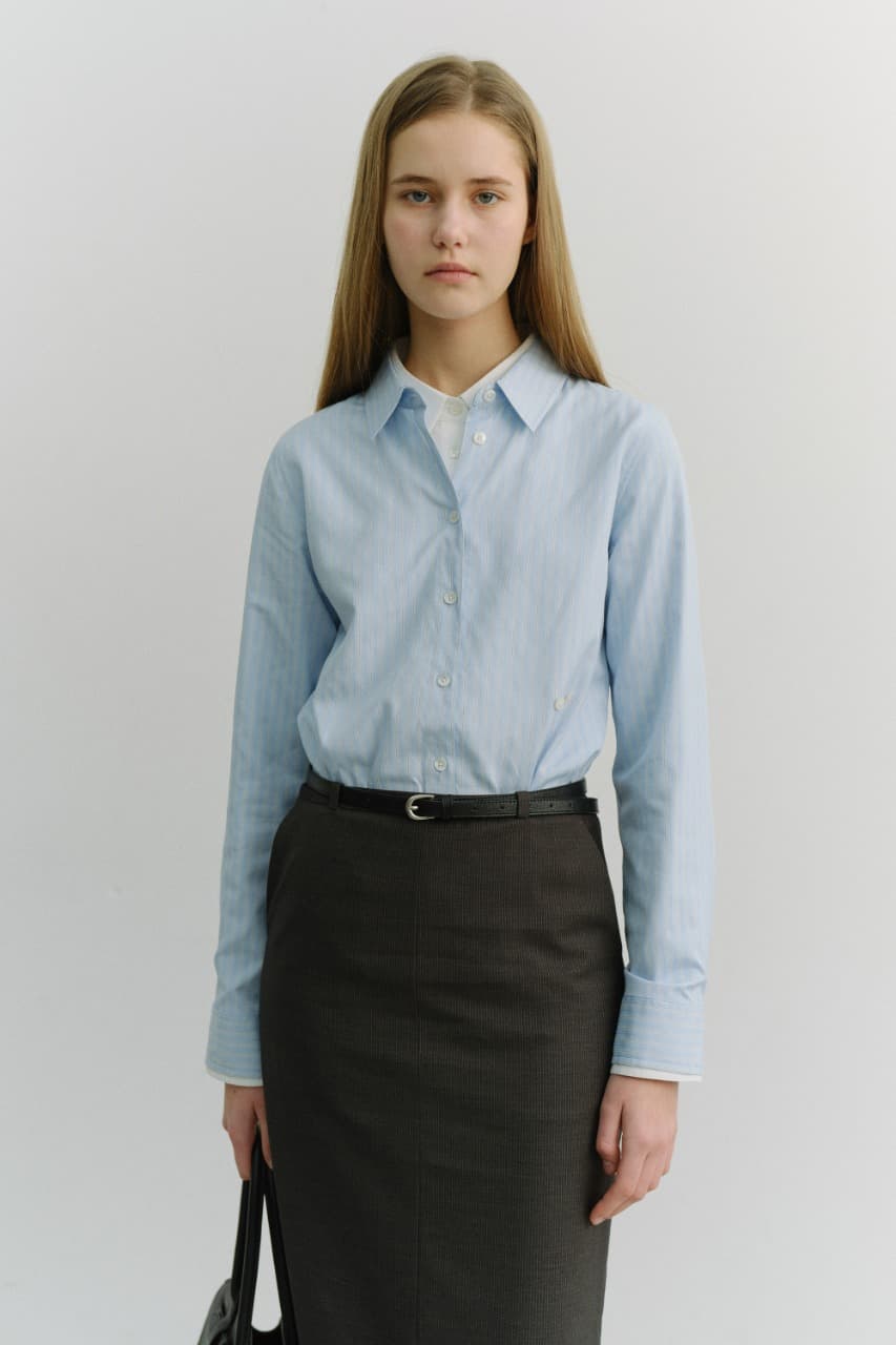 2-WAY ESSENTIAL STRIPED SHIRT SOFT BLUE STRIPE_UDSH6A202B1