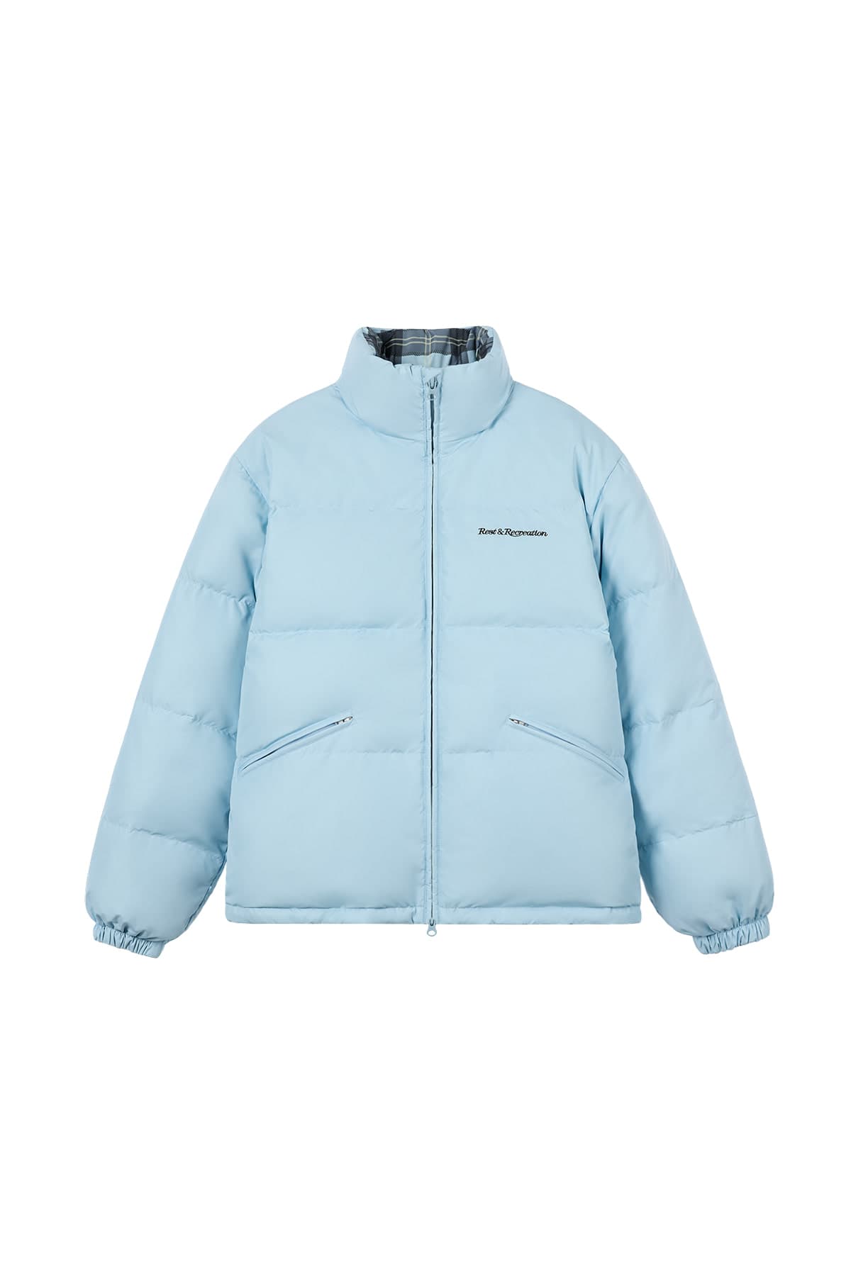 REVERSIBLE CHECK DOWN JACKET - SKY BLUE