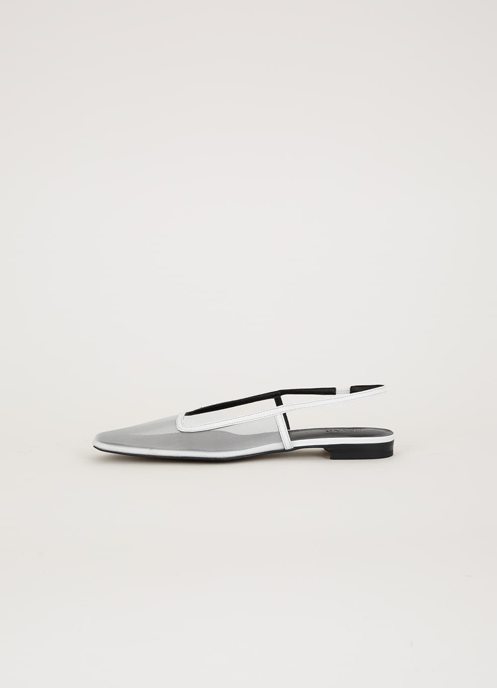 Mesh Squared Sling Back Pumps - White