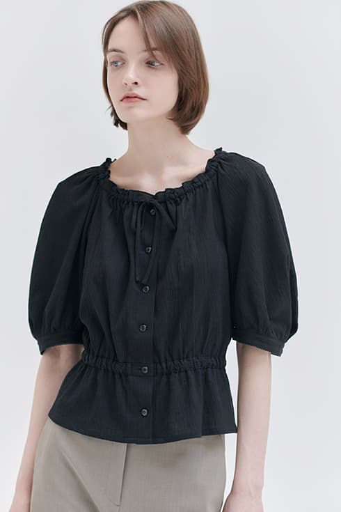 24N summer fluffy blouse [BK]