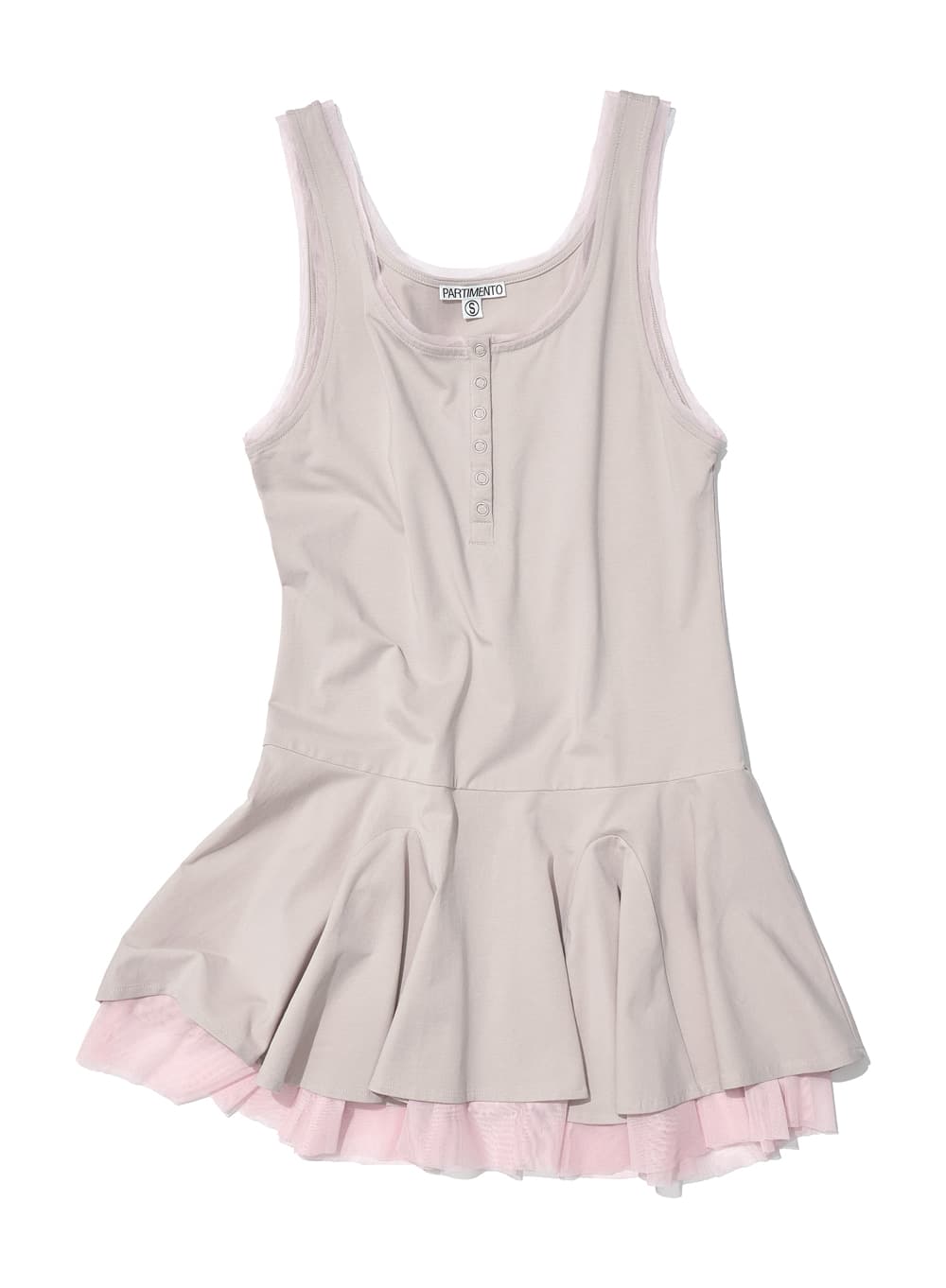 CONTRAST BUTTON-UP LAYERED DRESS TOP_BEIGE