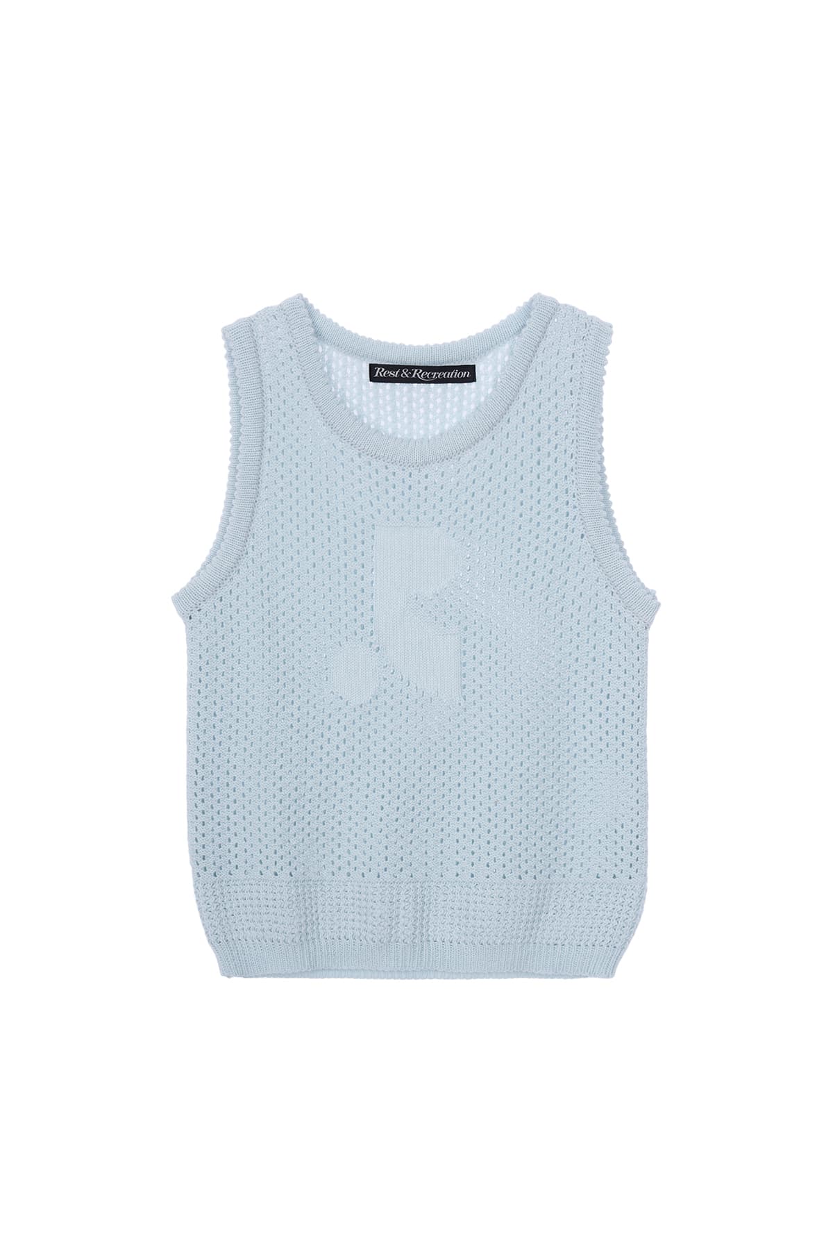 RR LOGO CROCHET KNIT TOP - SKY BLUE