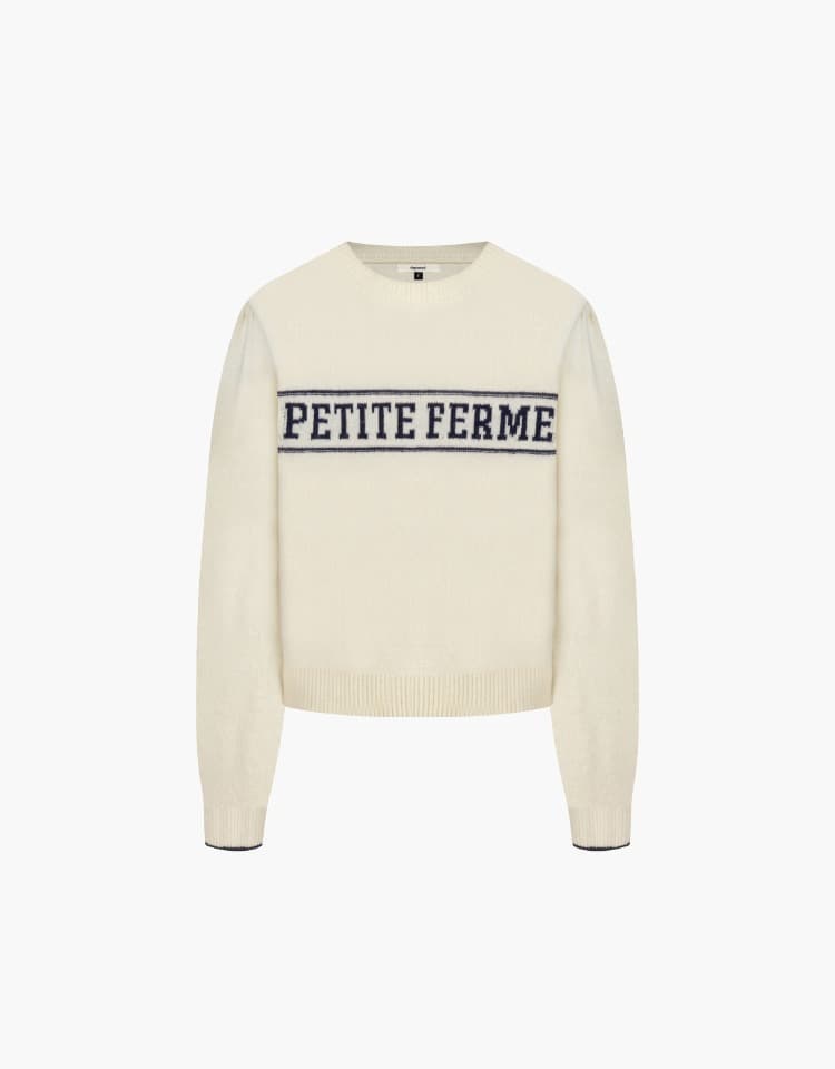 alpaca blend lettering pullover - ivory