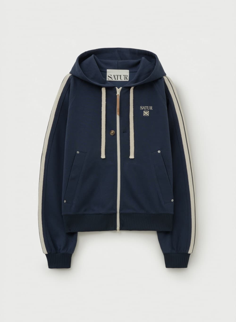 Lawton Loose Fit Hood Zip-up - Navy