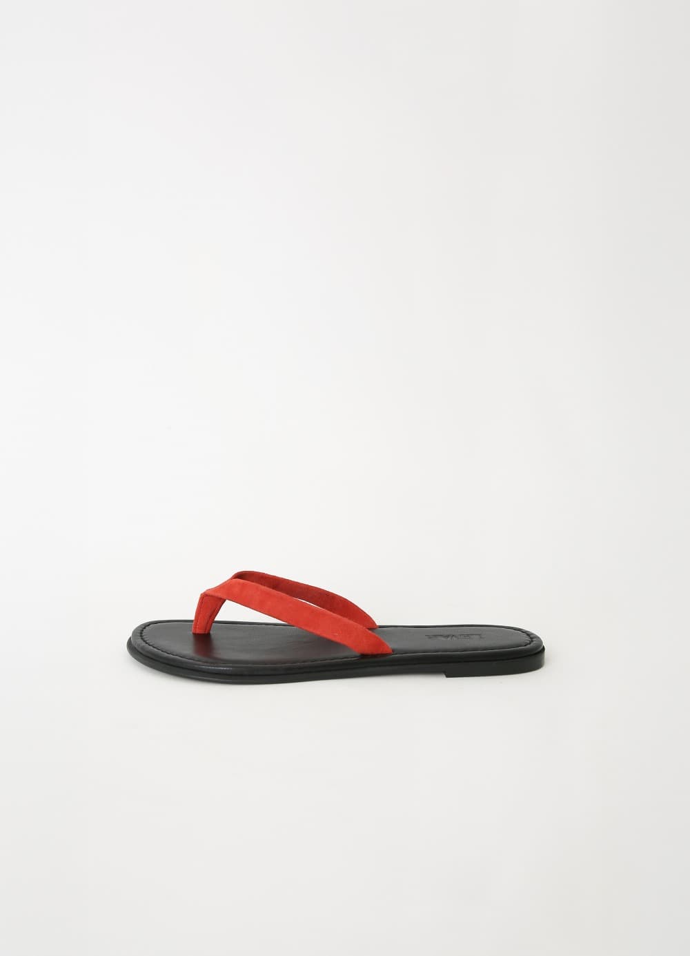 Color Leather Flip Flops - Black/Red