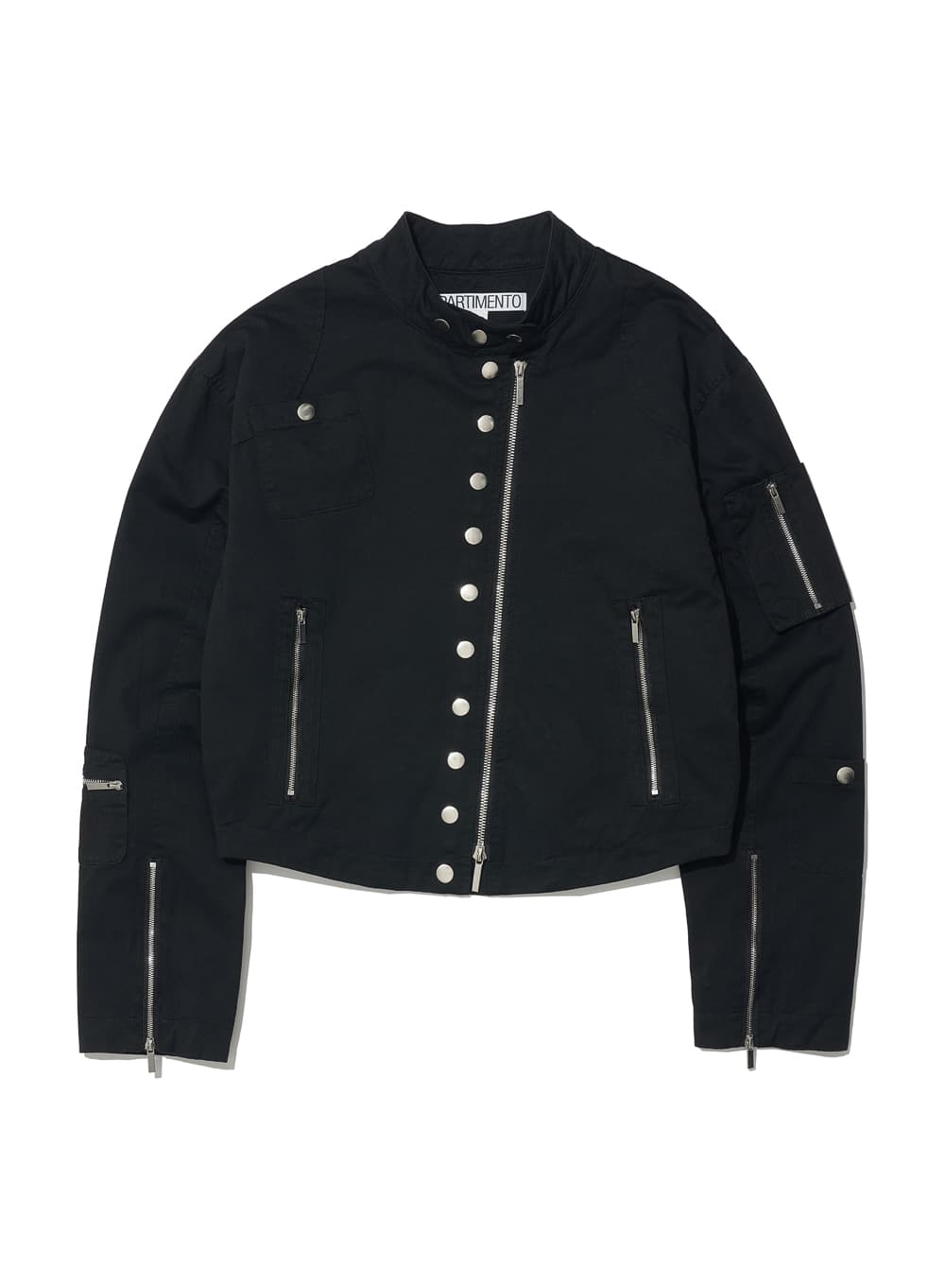 LIGHT COTTON BIKER JACKET_BLACK