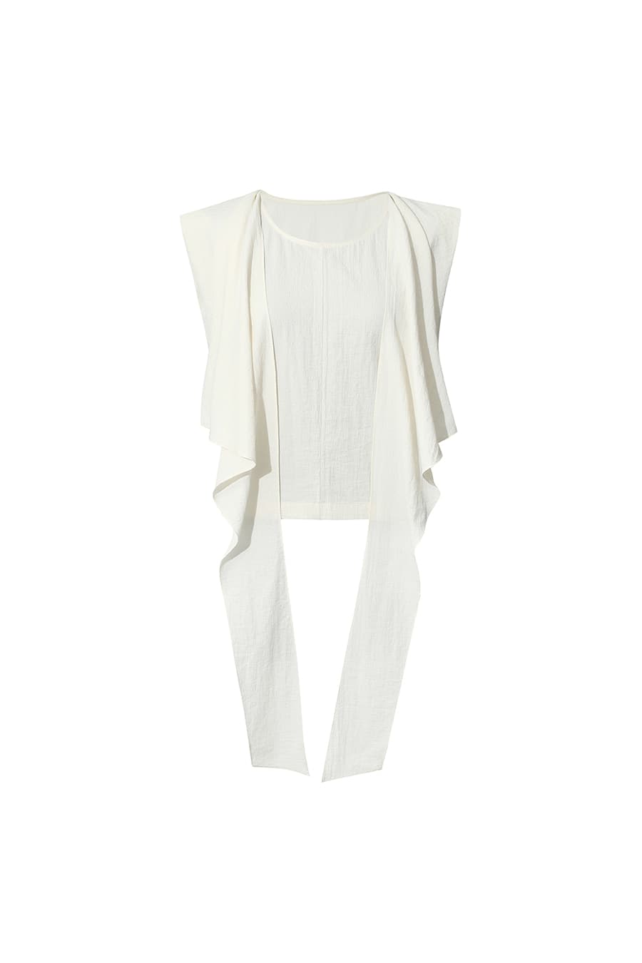 26 CRINKLED SLEEVELESS FLUID BLOUSE [IVORY]