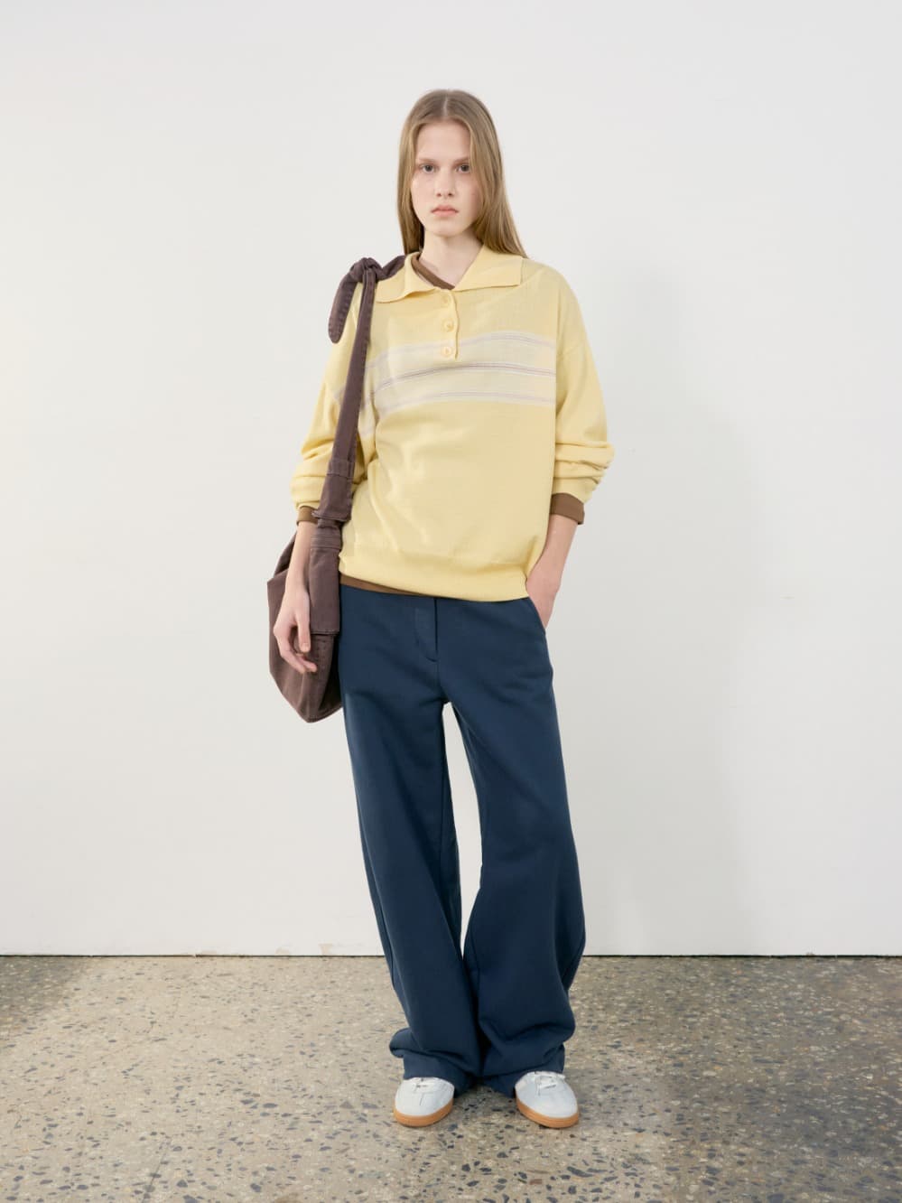 Multi Stripe Pique Knit Top_Yellow