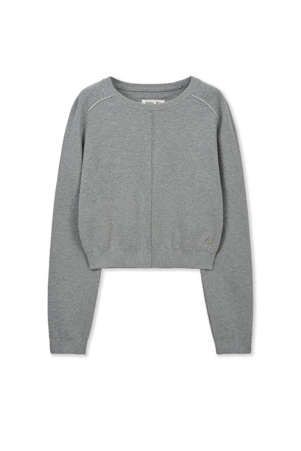 RAGLAN SLEEVE KNIT PULLOVER IN GREY