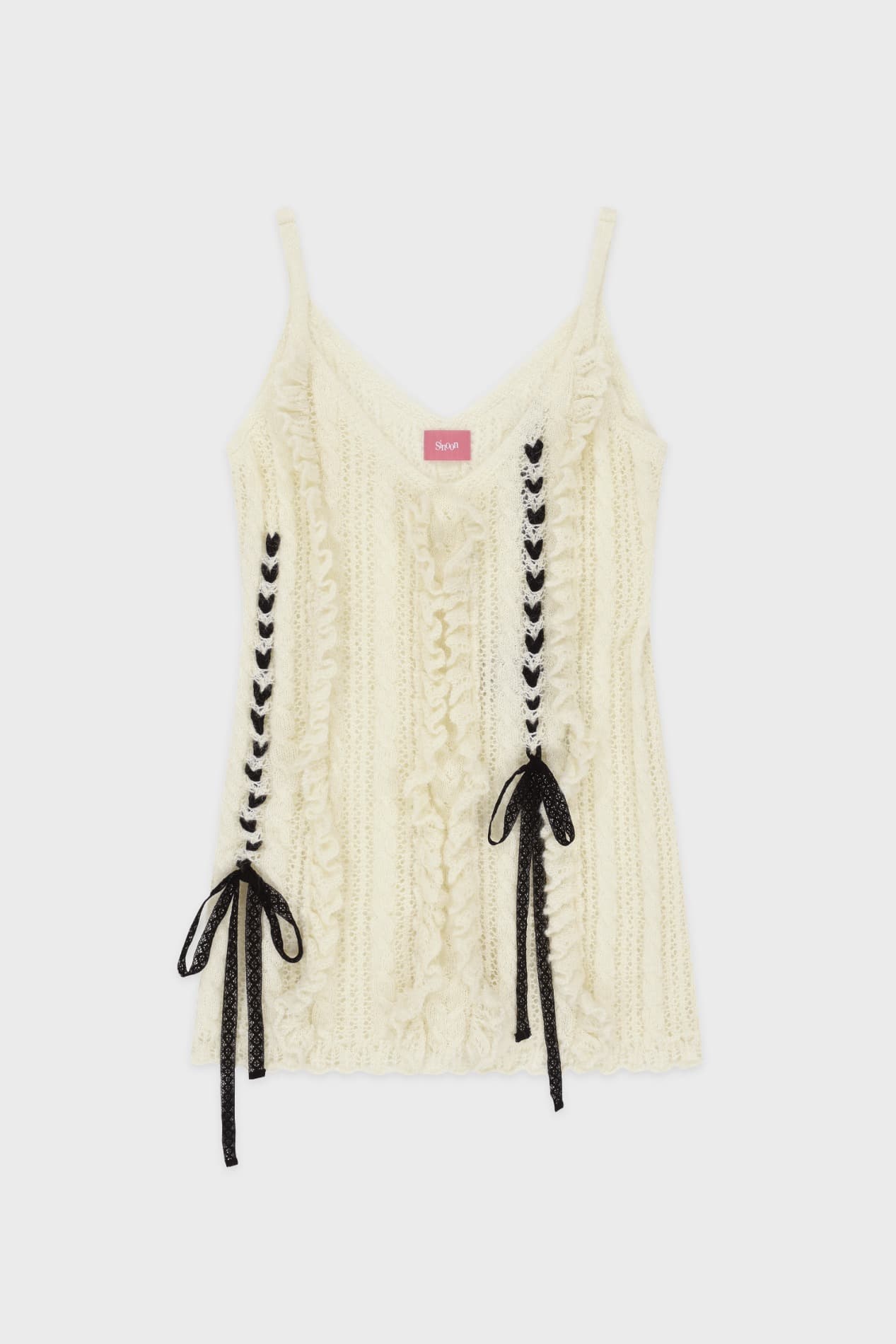 Crochet Ribbon Tie Sleeveless Dress (Ivory)
