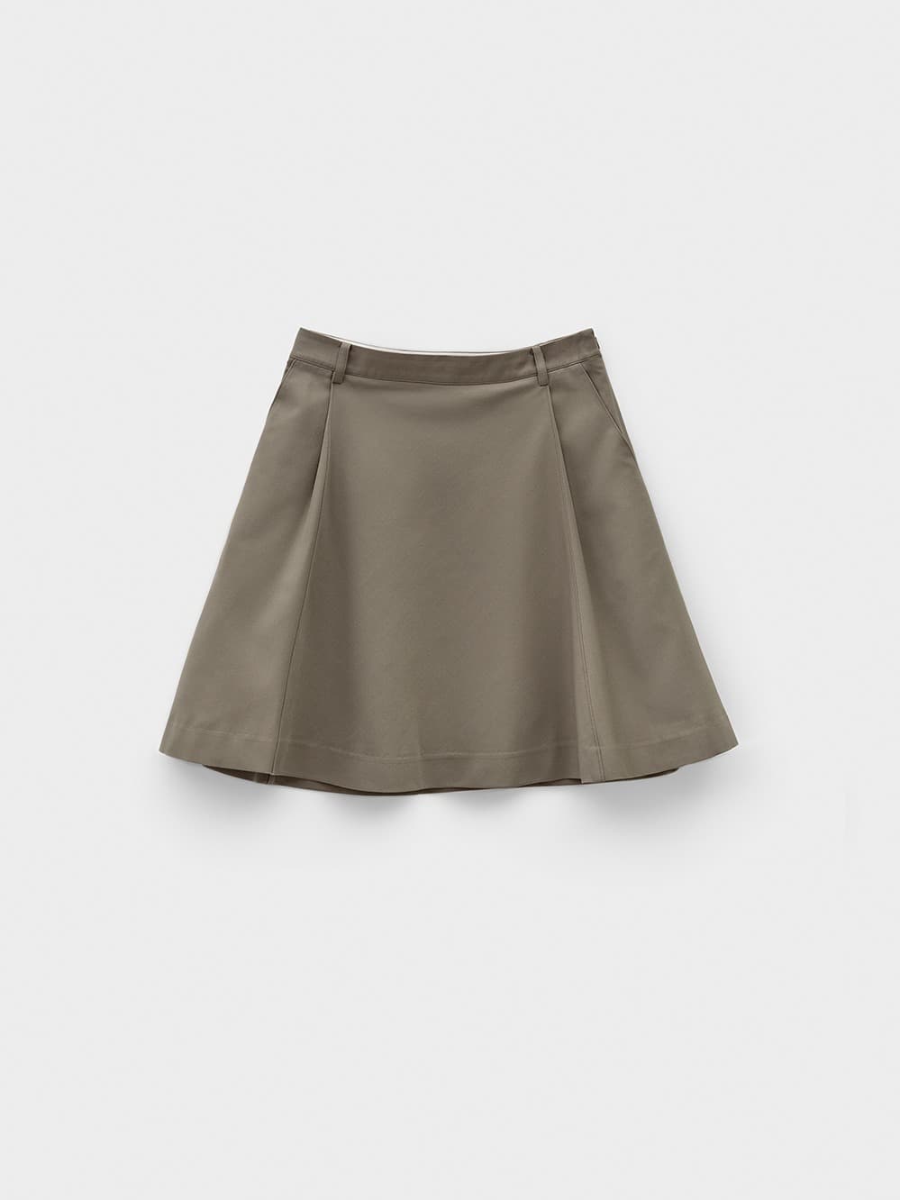 Flared Midi Skirt_Khaki Beige