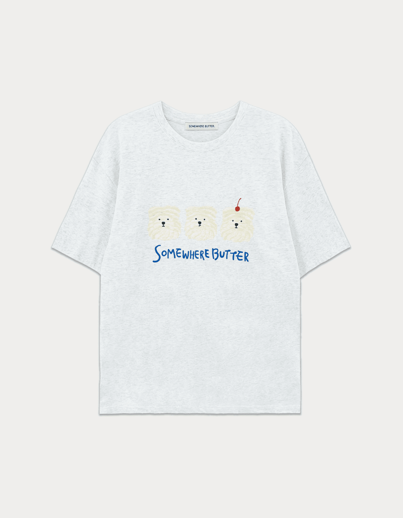 Butteree trio over-fit top - White melange