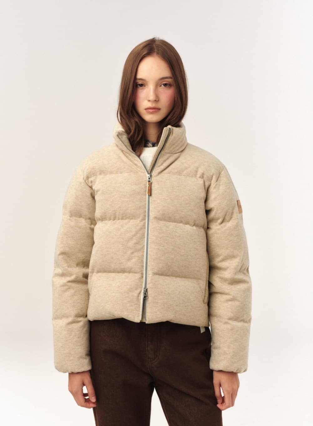 (W) Knit Puffer Duck Down Padding - Cream