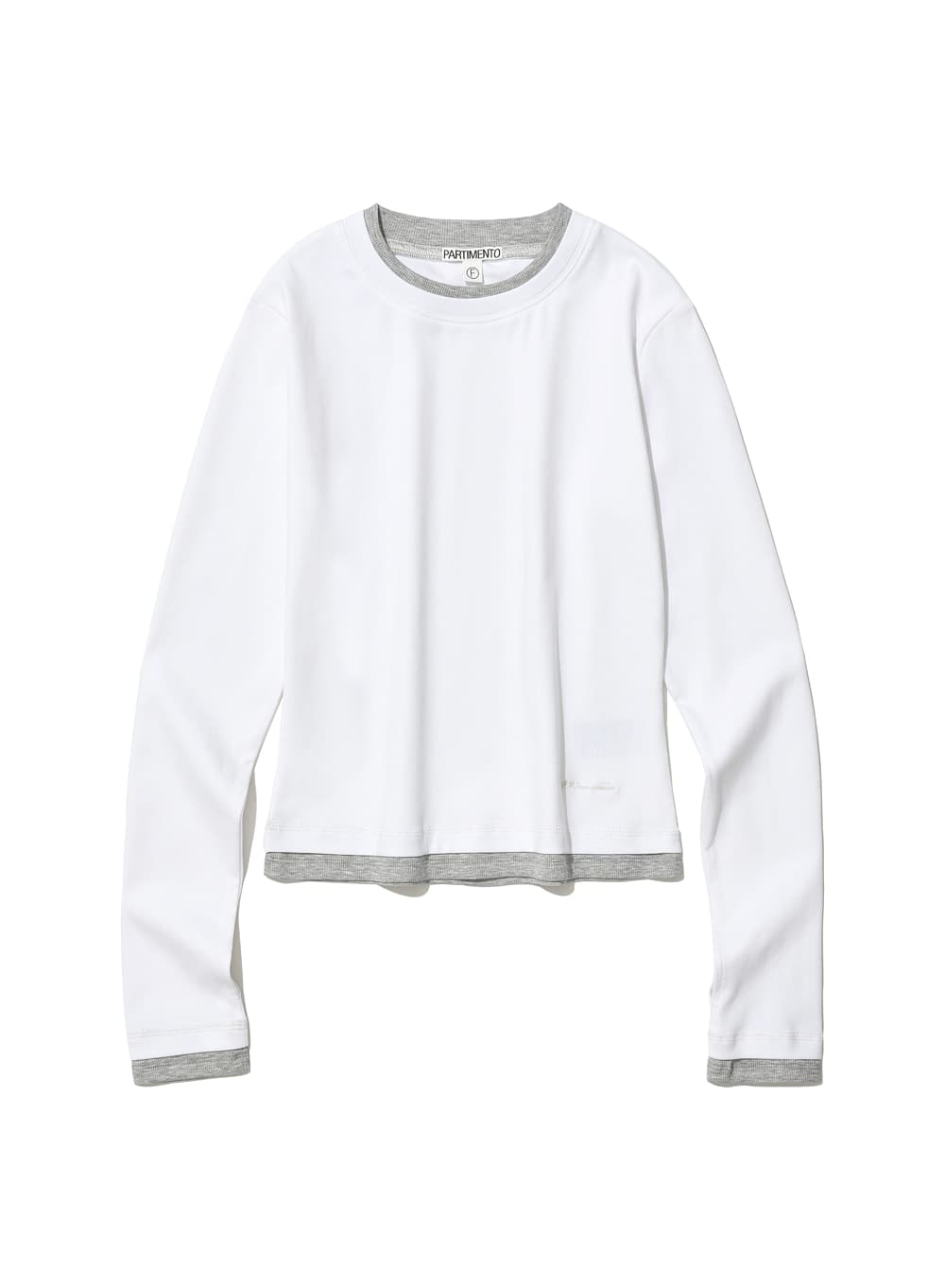 PW DOUBLE LAYERED LONG SLEEVE TEE_WHITE/MELANGE