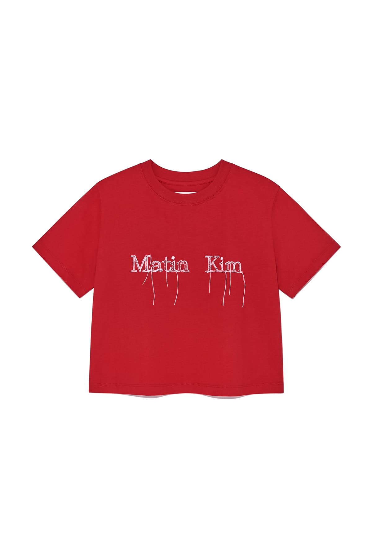 LOGO THREAD POINT CROP TOP IN RED