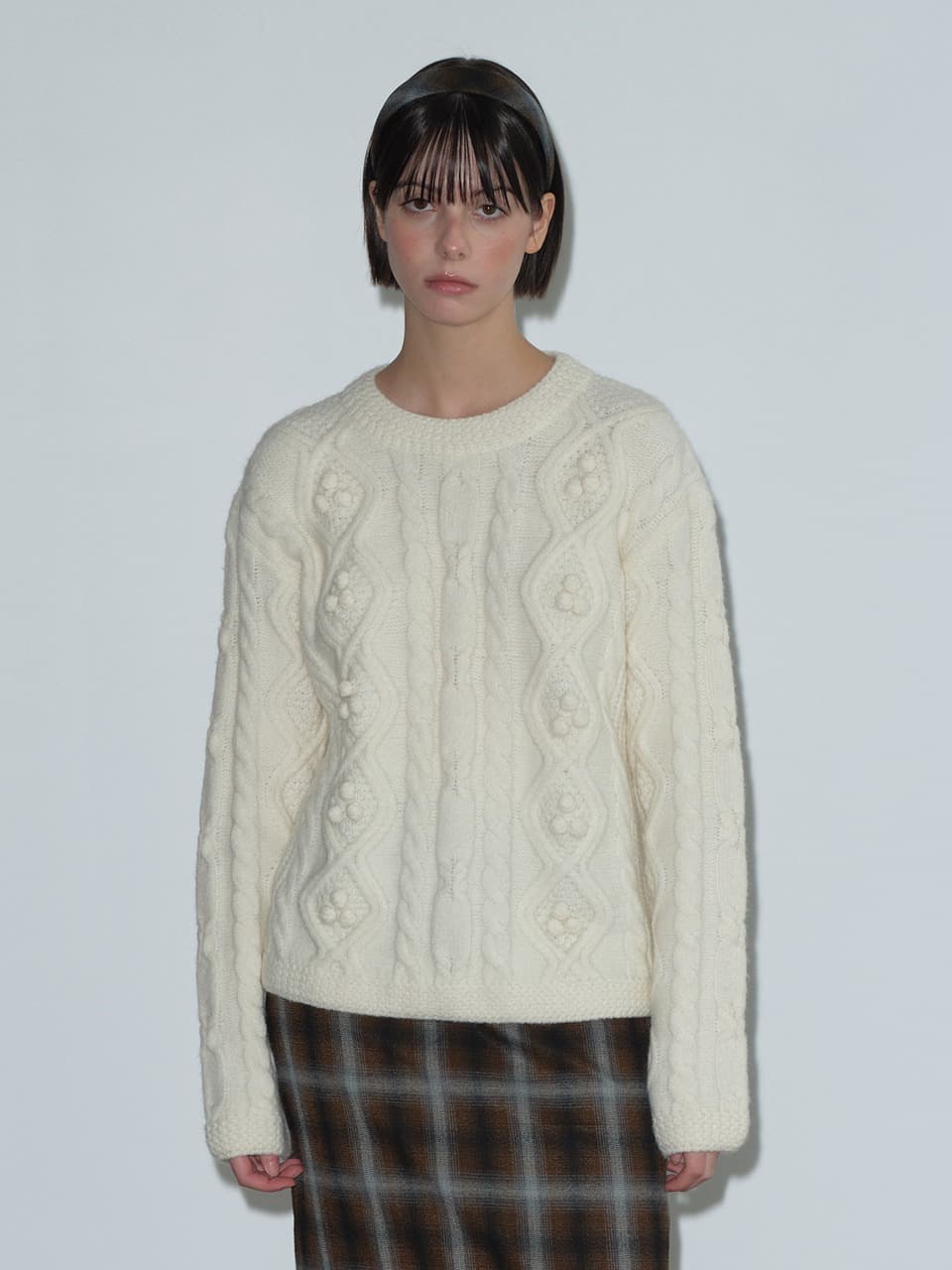 ARGYLE POMPOM KNIT (IVORY)