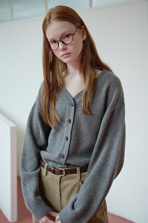 25FN relax-fit v-neck cardigan [M/GY]