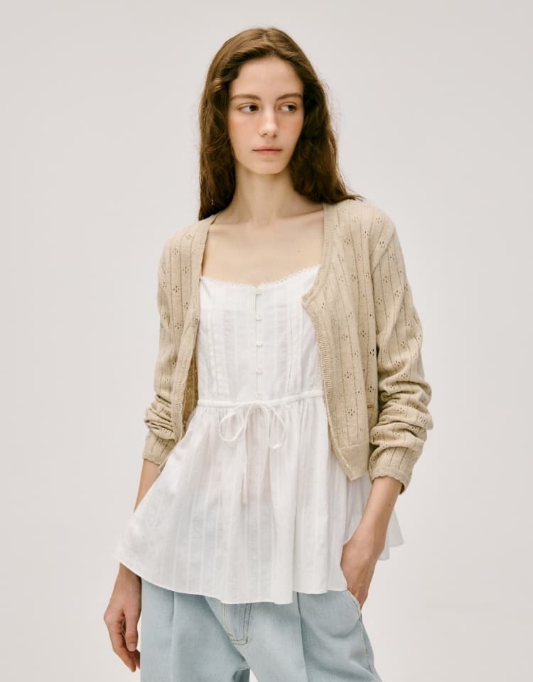 linen cotton skashi cardigan - natural