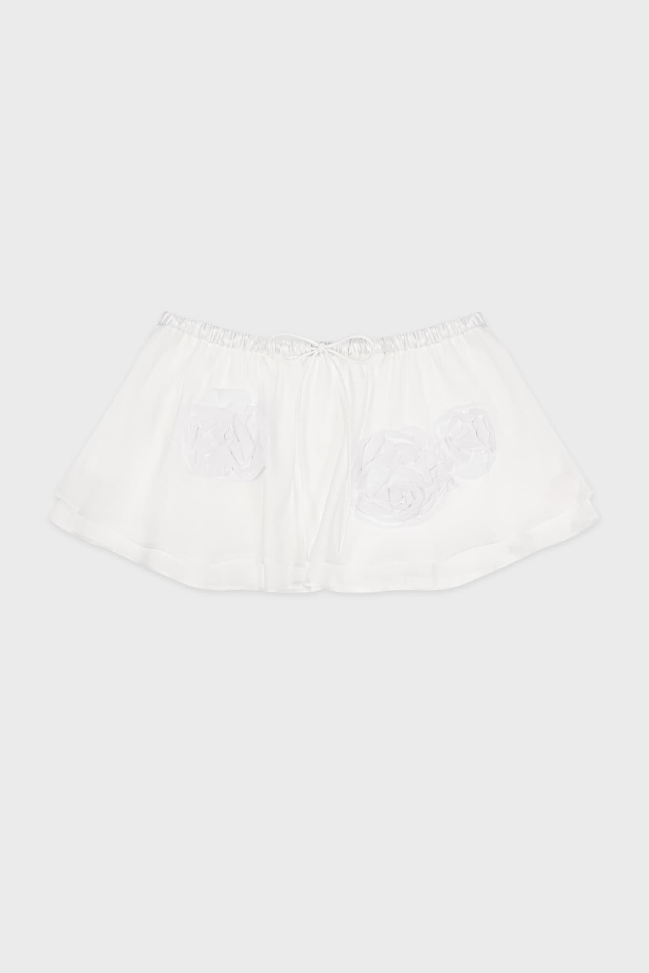 Flower Sheer Layered Skirt (White)