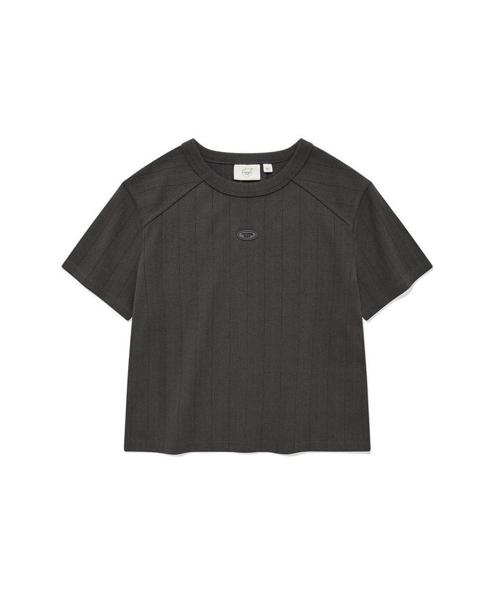 우먼 크롭 슬릿 티셔츠 Charcoal